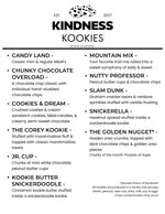 Load image into Gallery viewer, Kindness Kookies product menu with various cookie flavors listed.
